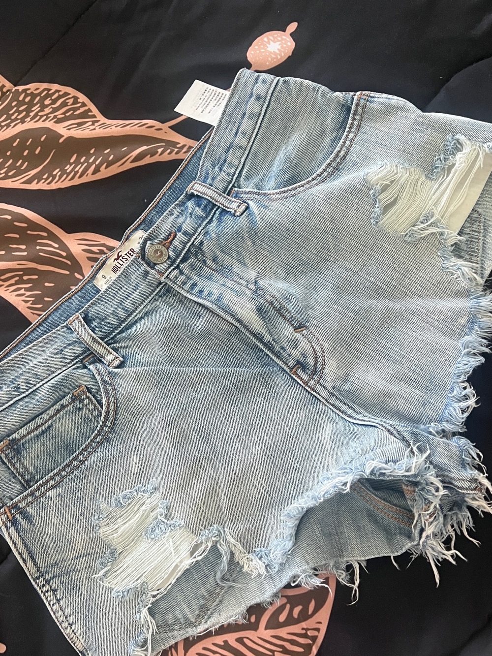 Hollister Light Wash Distressed Denim Cutoff Shorts